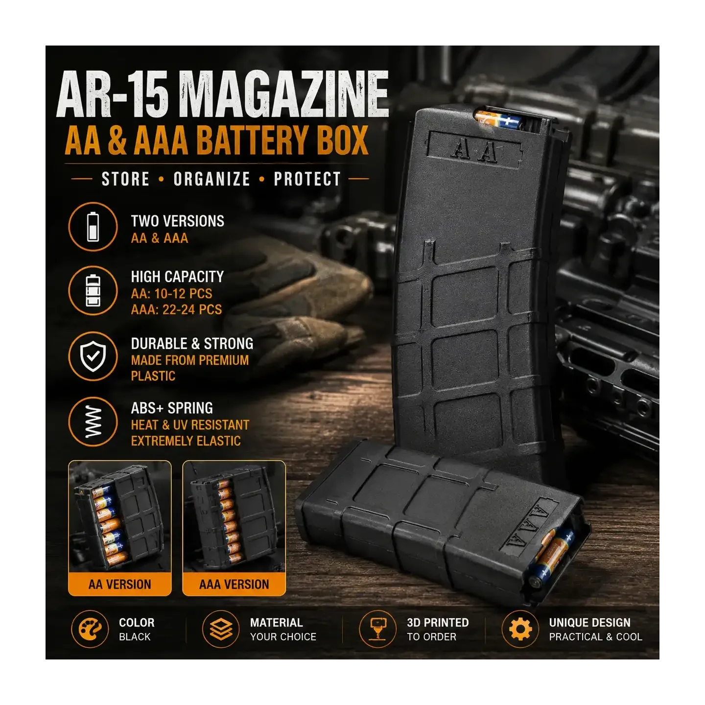 Price: 25,00 € - Magazynek AR-15 – pudełko na baterie AA i AAA