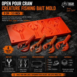 Krebs-Kreatur Angelköderform 9 cm – 4-fach Open-Pour-Form