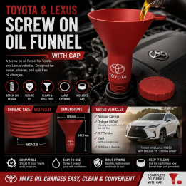 Toyota & Lexus Screw on Oil Funnel with Cap