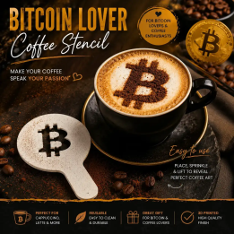 Šablona na kávu Bitcoin Lover