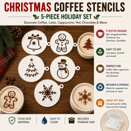 Weihnachtliche Kaffee-Schablonen, 5-teiliges Set