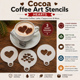Stencil per caffè al cacao – Cuori