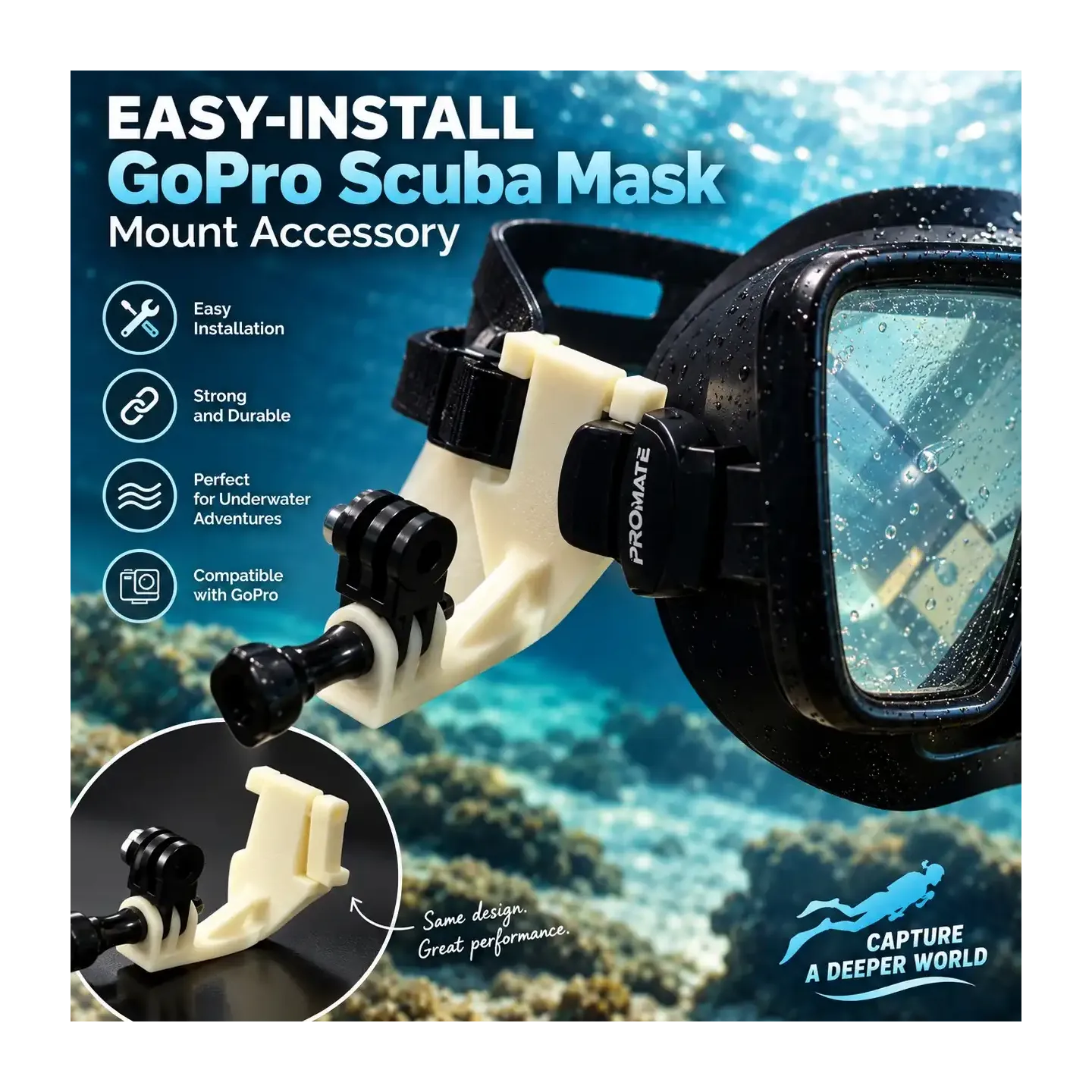 GoPro Nosač za Ronilačke Maske | Easy-Install 3D Print | SGS 3D DESIGN