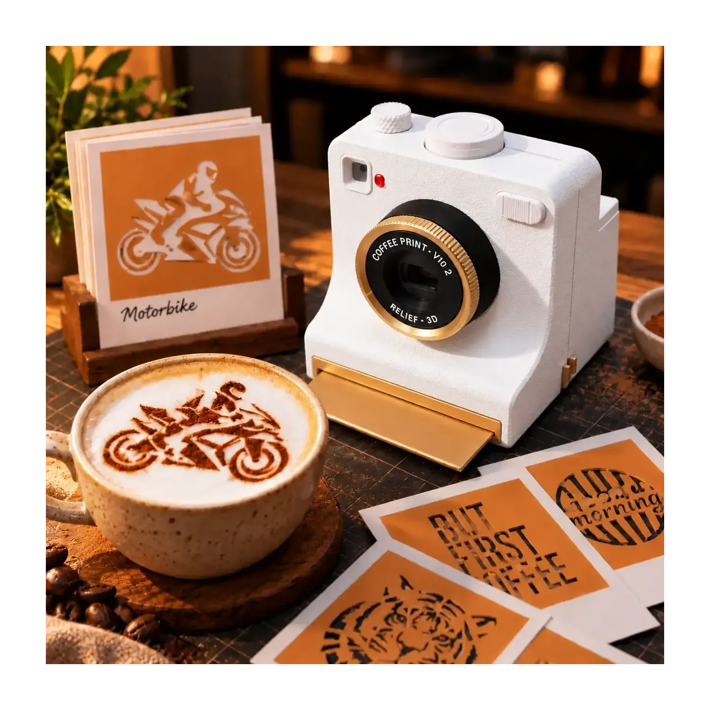 Câmera de Arte em Café LatteShot